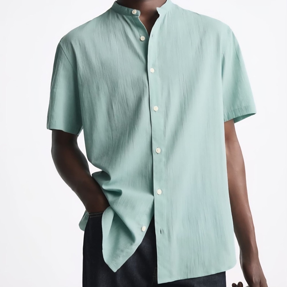 Zara Light Green Casual Button Down Shirt